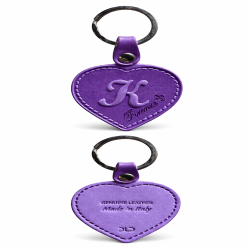 Portachiavi in pelle italiana vintage a forma di cuore viola