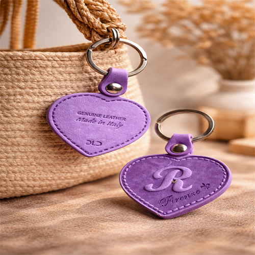 Eleganza senza tempo: Portachiavi in Pelle a Forma di Cuore Viola a 10€!