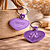 Portachiavi in Pelle Italiana Vintage a Forma di Cuore Viola