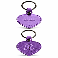 Portachiavi in Pelle Italiana Vintage a Forma di Cuore Viola